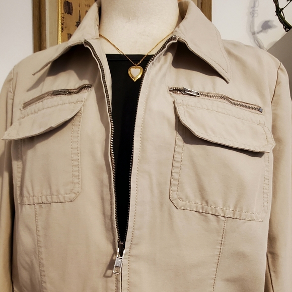 🛍DKNY CITY- WOMEN'S TAN SAFARI /FISHING  CARGO POCKETS JACKET -XL-Hongkong - Picture 5 of 6